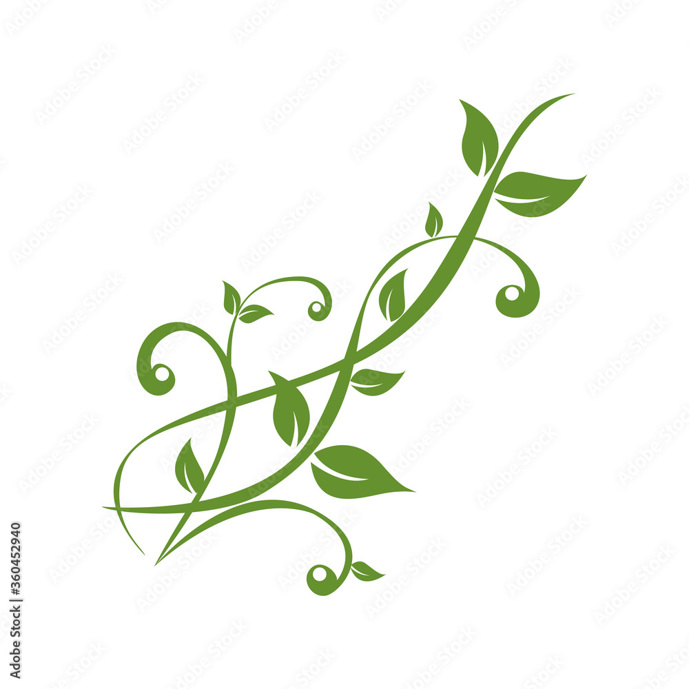green plants tendril on white background vector illustration EPS10 - obrazy, fototapety, plakaty 