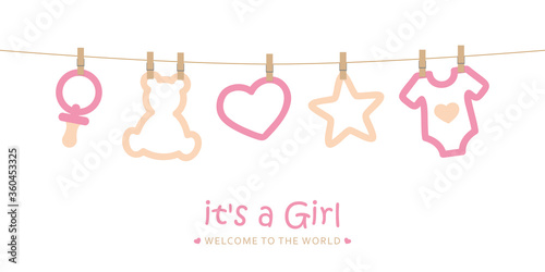 baby shower welcome greeting card for childbirth vector illustration EPS10