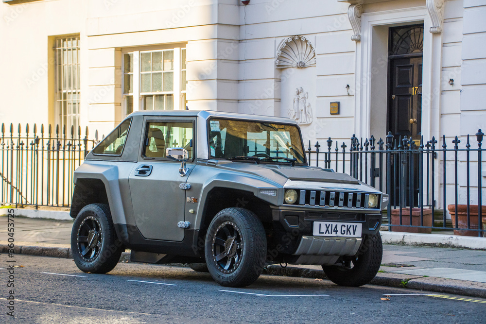 LONDON- A MEV Hummer HX electric car parked on city street Stock Photo ...