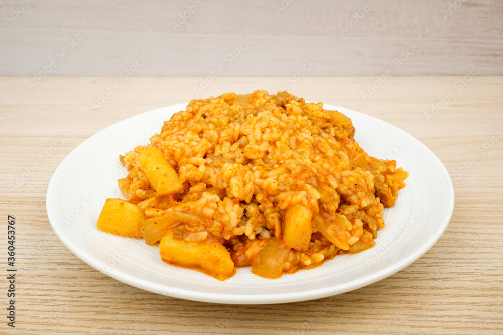 Curry rice on white background Curry rice on white background