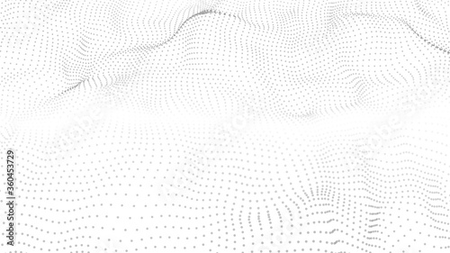Dinamic wave of dots. Vector background. 3D futuristic illustration.