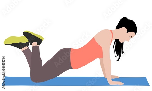 vector illustration half body push up movements for women