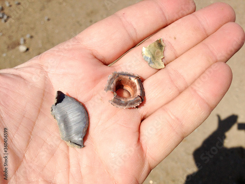 Spent shot lead bullets shrapnel brass copper lead