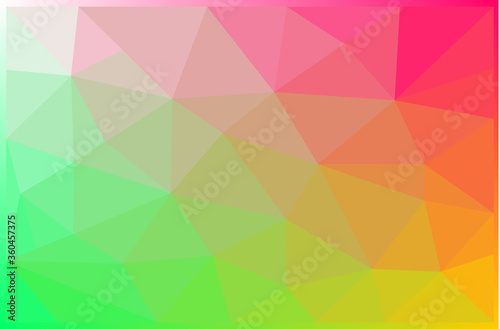 abstract geometric background. Rainbow color triangle.pink yellow green.vector