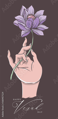 hand with lotus for vesak day