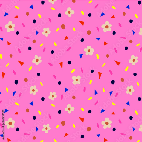 Colorful Flower Seamless Pattern in Pink
