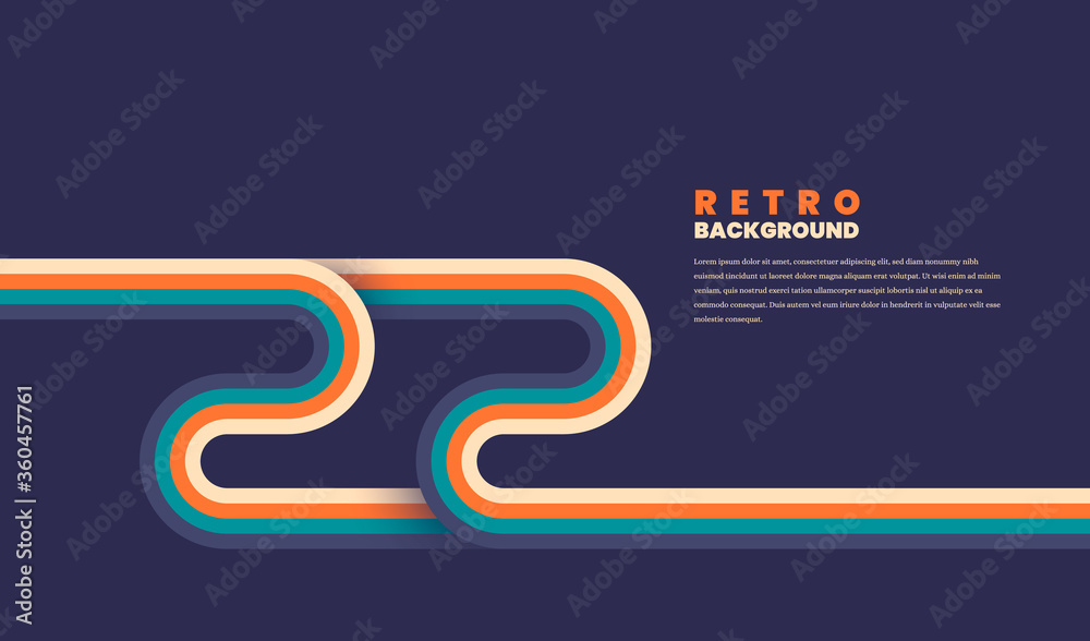 Minimalist retro background design with rounded striped elements in ...