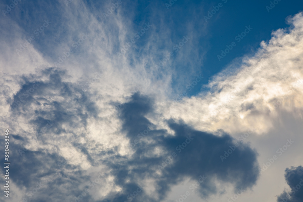 blue sky sunny clouds panorama