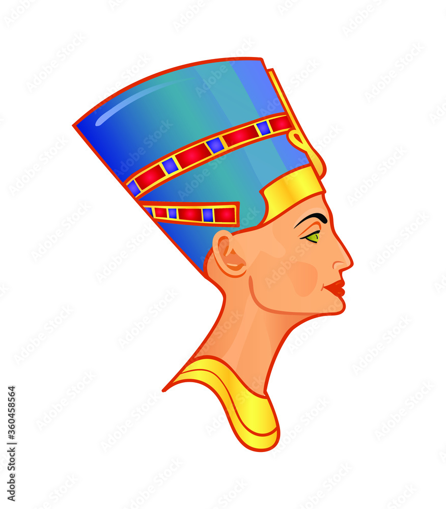 Bust of Nefertiti, Symbol of Ancient Egyptian Culture Vector ...