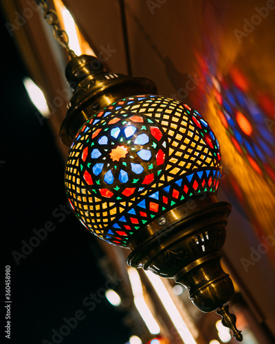 Close-up of a traditional arabic lantern made by a skilful 