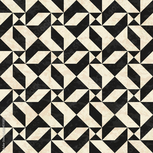 Antique geometric floor pattern, abstract seamless vector illustration with texture