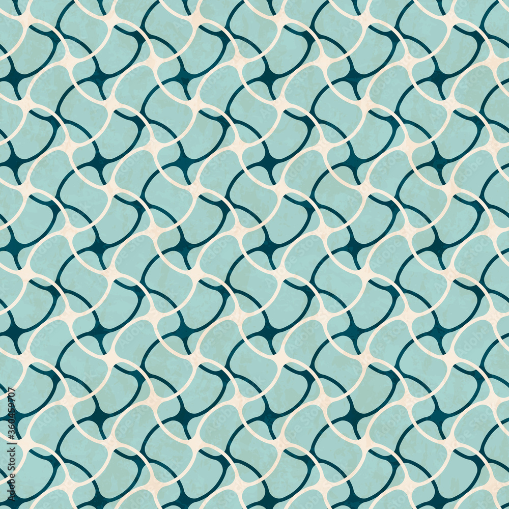 Abstract geometric water pattern, design in blue and cream white colors, textured seamless vector illustration Abstract geometric water pattern, design in blue and cream white colors, textured seamless vector illustration