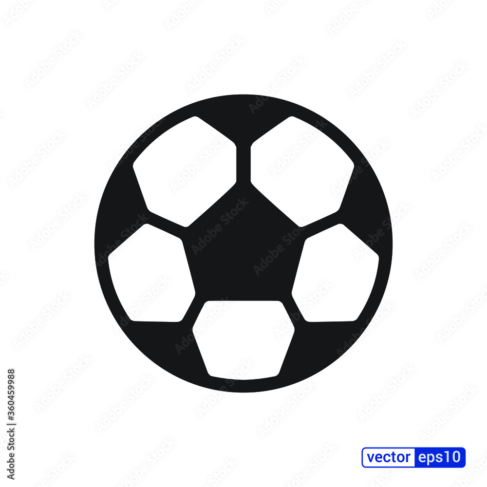 Naklejka premium Soccer ball icon. Flat vector illustration in black on white background. EPS 10.