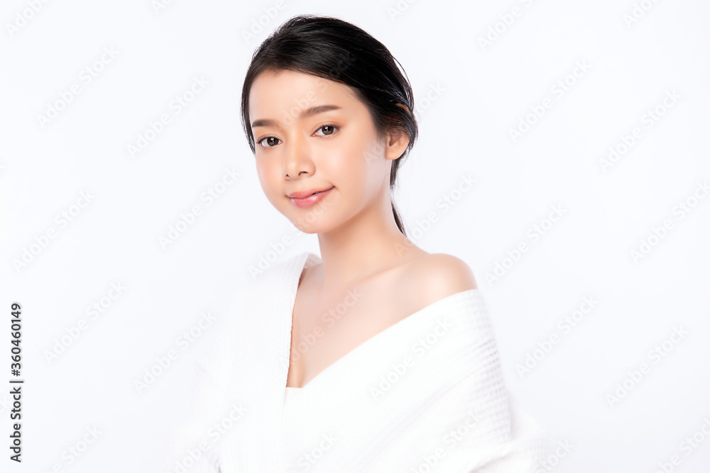 Beauty Woman face Portrait, Beautiful Young Asian Woman with Clean Fresh Healthy Skin, Facial treatment. Cosmetology, beauty and spa, isolated on white background. Beauty Woman face Portrait, Beautiful Young Asian Woman with Clean Fresh Healthy Skin, Facial treatment. Cosmetology, beauty and spa, isolated on white background.