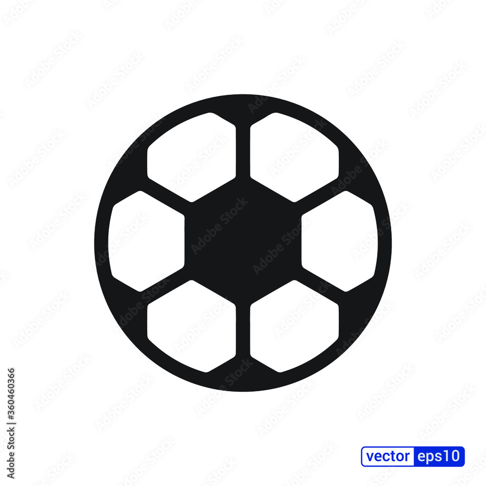 Soccer ball icon. Flat vector illustration in black on white background. EPS 10. Soccer ball icon. Flat vector illustration in black on white background. EPS 10.
