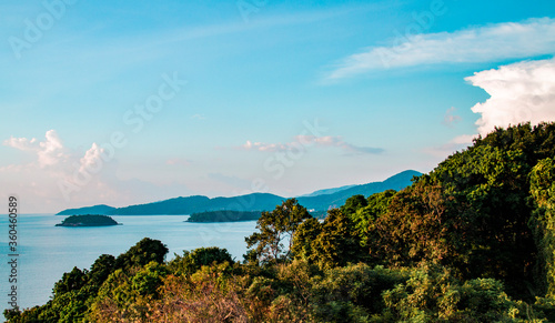 View of the sea and the jungle on the island