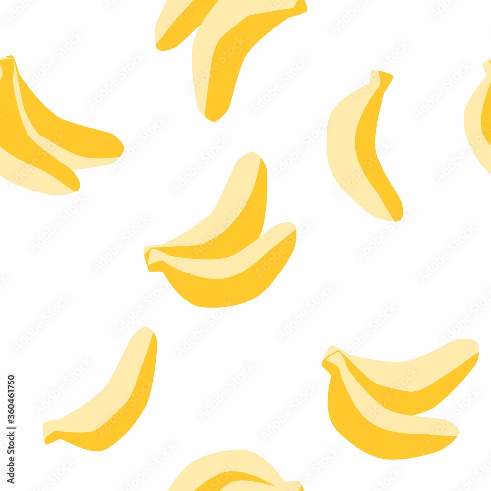 Isolated banana clipart styled as vector seamless pattern with fruit shape for baby or toddler girl textile. Yellow and dark grey repeat design for bodysuit print.