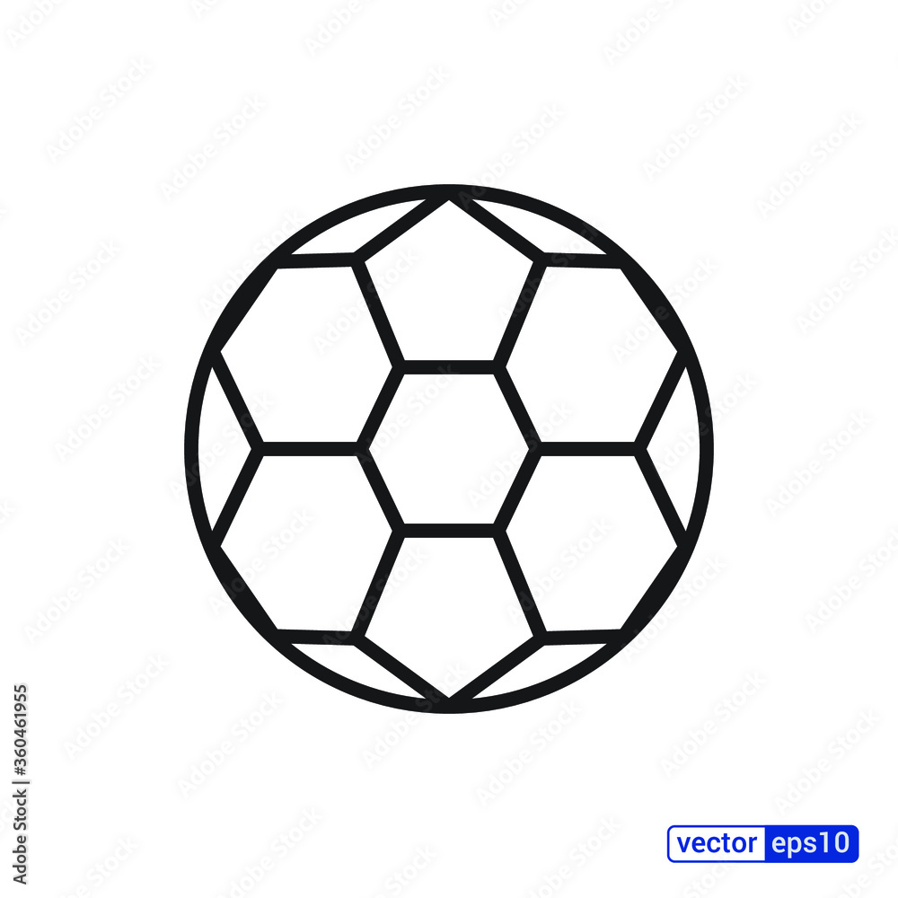 Soccer ball icon. Flat vector illustration in black on white background. EPS 10. Soccer ball icon. Flat vector illustration in black on white background. EPS 10.