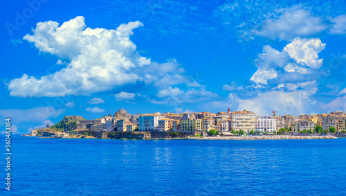 Hellenic temple and old castle at Corfu