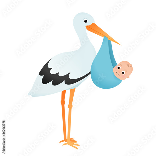 Stork with baby boy