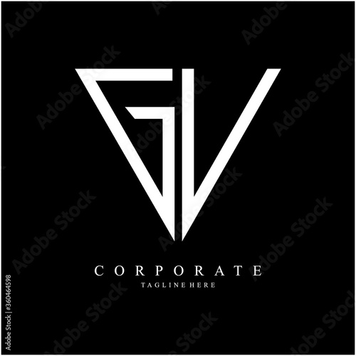 G VLetter Linked Luxury Premium Logo. G V Letter Logo Design Template Vector photo