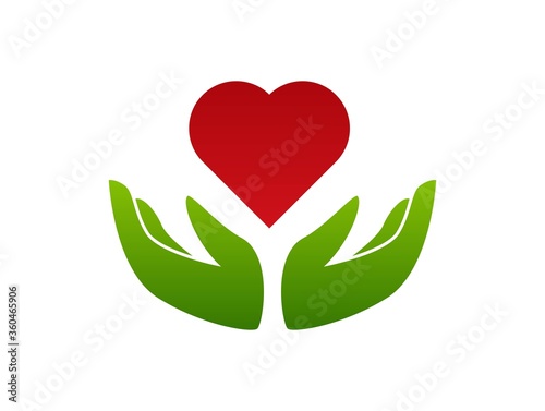 Hand and Love Shape Forming Heart Logo Design