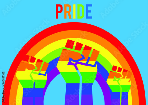 Pride fists and rainbow vector illustration