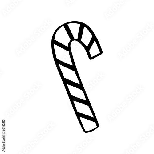 Fototapeta Naklejka Na Ścianę i Meble -  Candy stick, isolated simple hand drawn vector illustration in doodle style