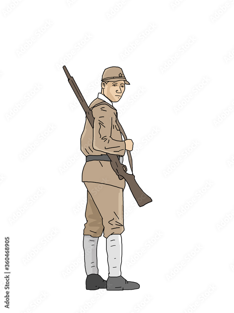 Japanese army during World War II, carrying a rifle Japanese army during World War II, carrying a rifle