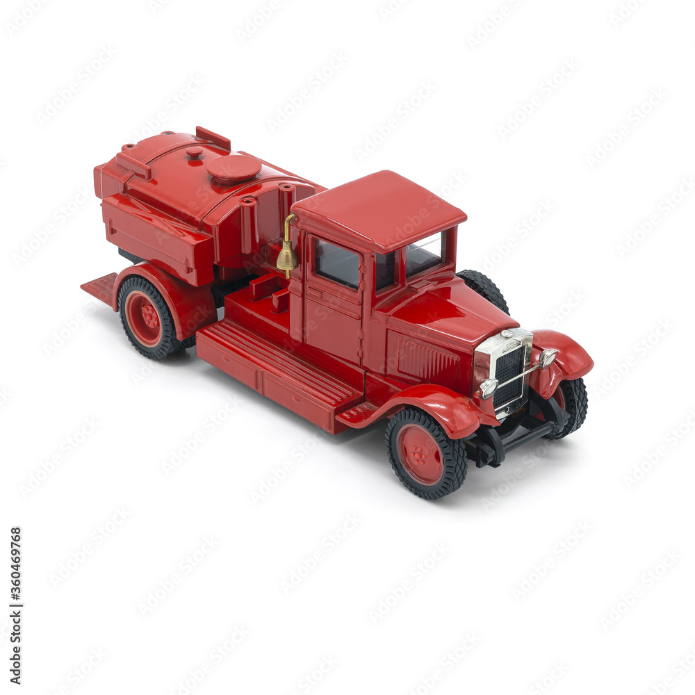 Children's toy Red fire truck on a white background