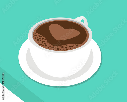 Illustration vector design of cup of coffee with love sign
