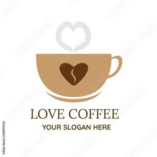 Illustration vector design of coffee logo template for business or company. Love Coffee