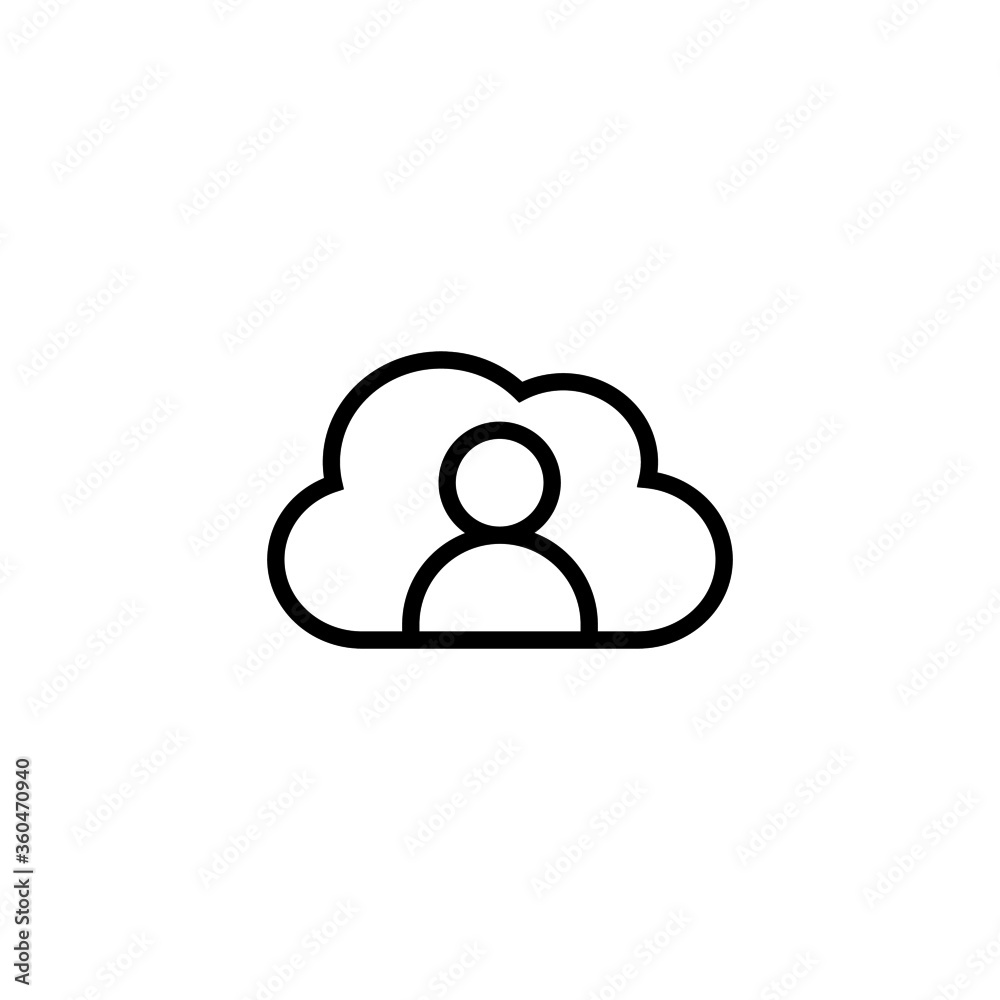 Private cloud icon in black line style icon, style isolated on white background Private cloud icon in black line style icon, style isolated on white background