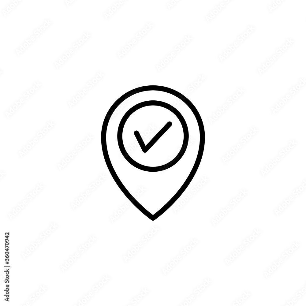 Mark vector icon. Marked Location in black line style icon, style isolated on white background Mark vector icon. Marked Location in black line style icon, style isolated on white background