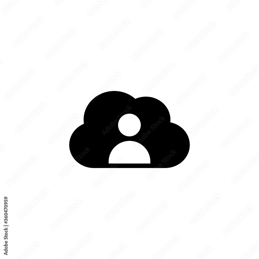 Private cloud icon in black flat glyph, filled style isolated on white background Private cloud icon in black flat glyph, filled style isolated on white background