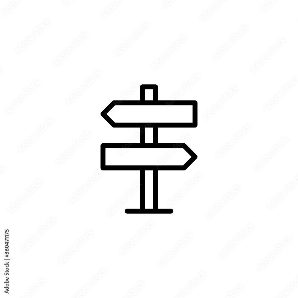 signposts vector icon in black line style icon, style isolated on white background signposts vector icon in black line style icon, style isolated on white background
