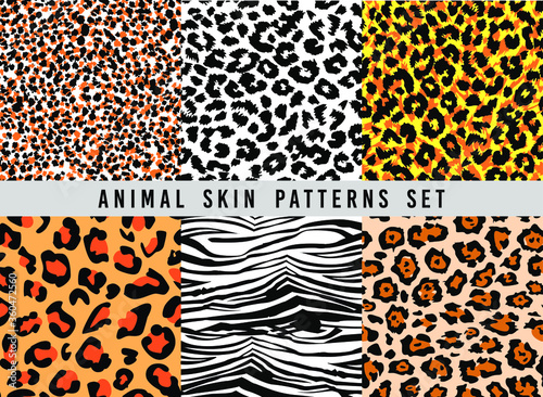 set of anset of animal print vector patterns