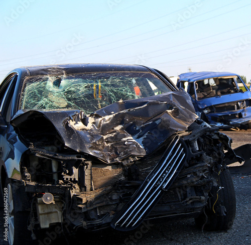 Two Cars Damaged In A Road Collision © AnyVIDStudio