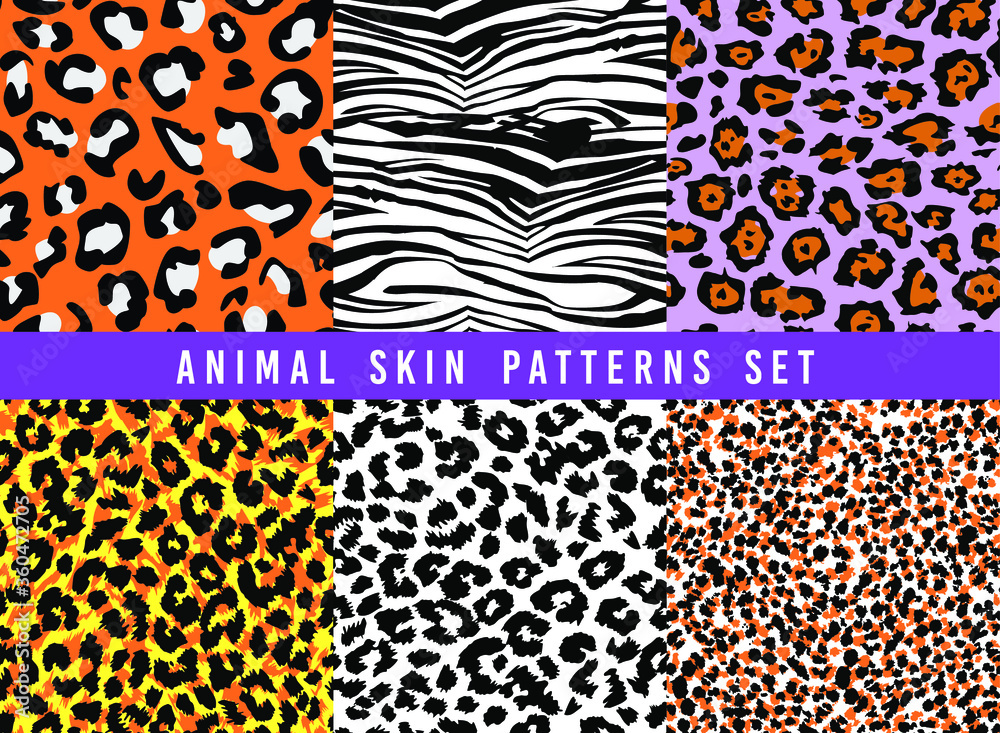Fototapeta premium set of animal print vector patterns