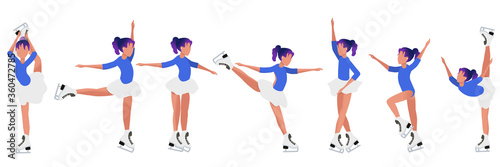 Figure skating. The girl is skating. Graphic drawing. Close-up. It can be used in design.