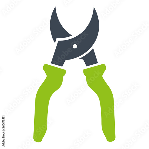 Home Farm Gardening Tool Equipment, Plant Weeds Cut Removal Steel Tool Concept, Pruning shears scythe cut Icon 