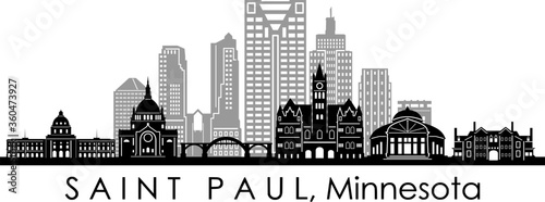 SAINT PAUL City Minnesota Skyline Silhouette Cityscape Vector