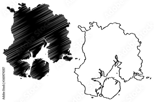 Xiamen City (People's Republic of China, Fujian Province) map vector illustration, scribble sketch City of Amoy map
