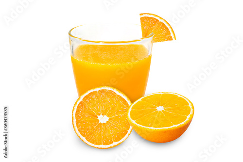Glass of Orange juice 100% isolate on white background with clipping path.