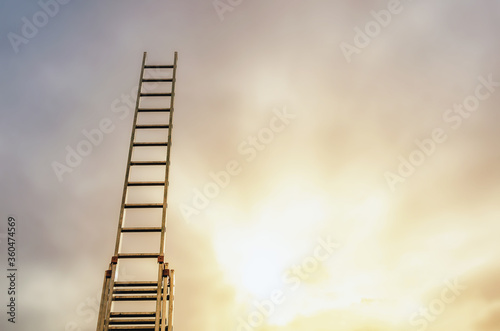 Stairway to heaven. Ladder on background of sky