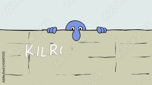 KILROY WAS HERE,2D hand drawn animation.HD 1080. photo