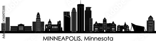 MINNEAPOLIS City Minnesota Skyline Silhouette Cityscape Vector