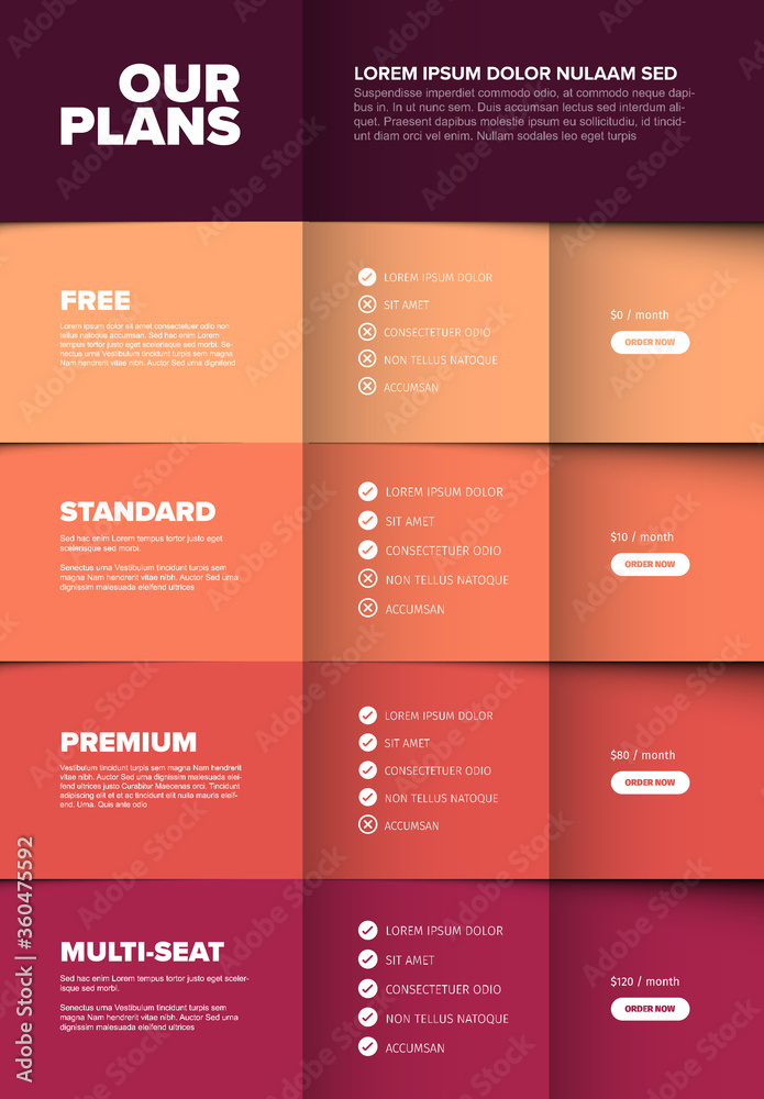Naklejka premium Product version features vertical red schema template