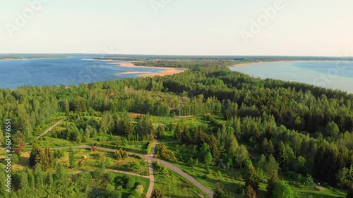 Lakes Naroch and Miastro in Belarus. Shot on a quadrocopter photo