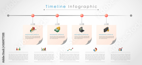 Timeline infographic template for business and financial presentation